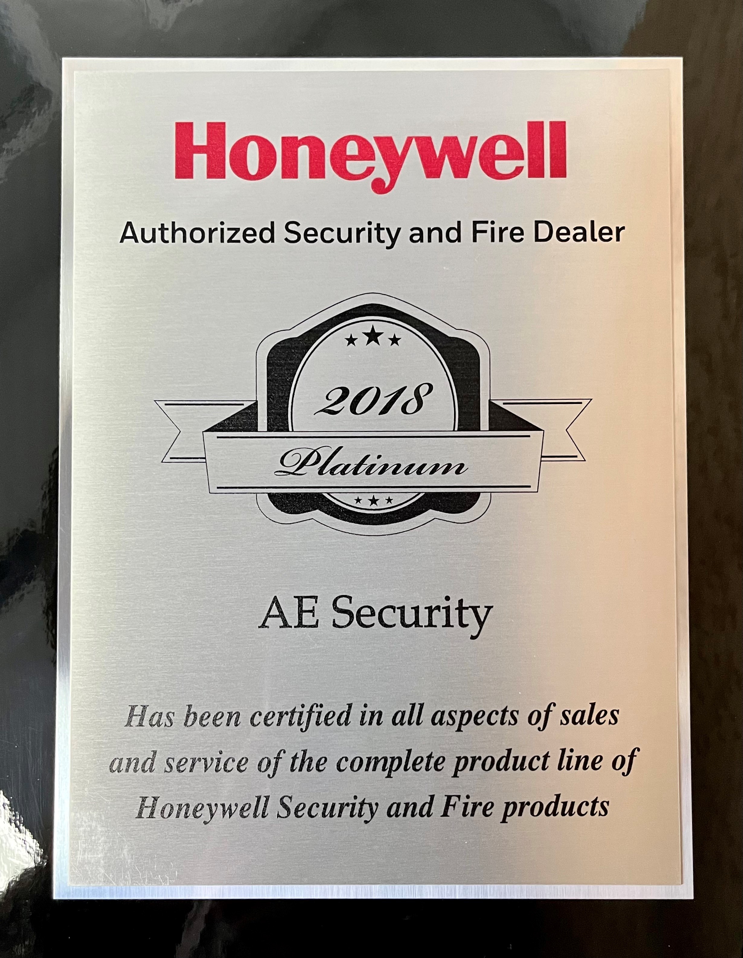 Honeywell security dealer plaque
