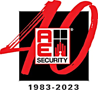 AE Security 40 years in business logo