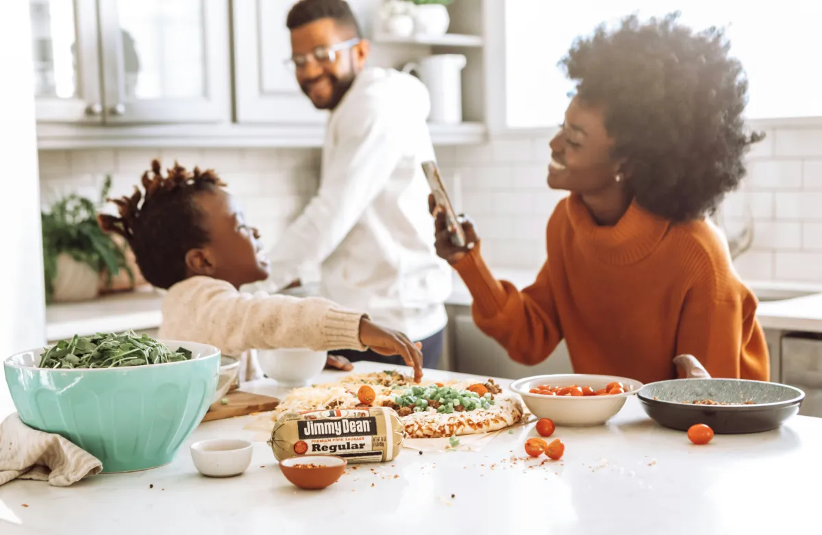 Family in kitchen